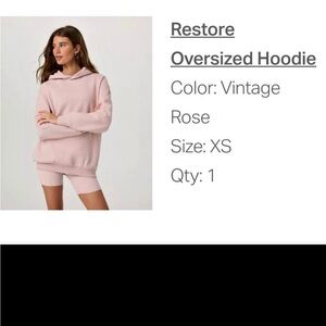 Vuori Restore Oversized Hoodie Vintage Rose Womens XS Sweatshirt Soft Cozy